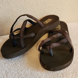 Teva Brown and Black Strappy Sandal Flip Flops